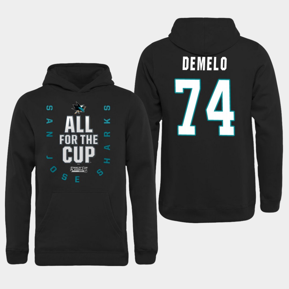 Men NHL Adidas San Jose Sharks #74 Demelo black hoodie